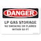 Signmission OSHA, LP Gas Storage No Smoking or Flames W/-in 50 FT., 24in X 18in Rigid Plastic, P-1824-L-19430 OS-DS-P-1824-L-19430 - alternate 1